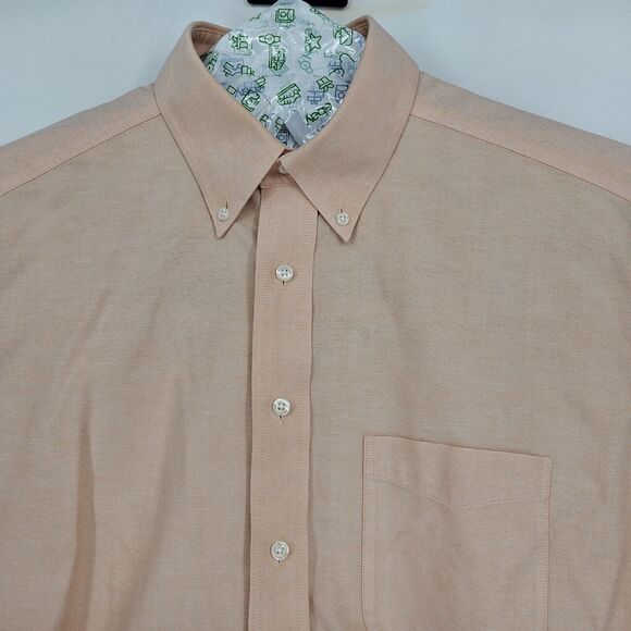 Roundtree & Yorke Shirt Mens 16.5 34 Peach Gold Label Non Iron Oxford Button - Picture 2 of 10